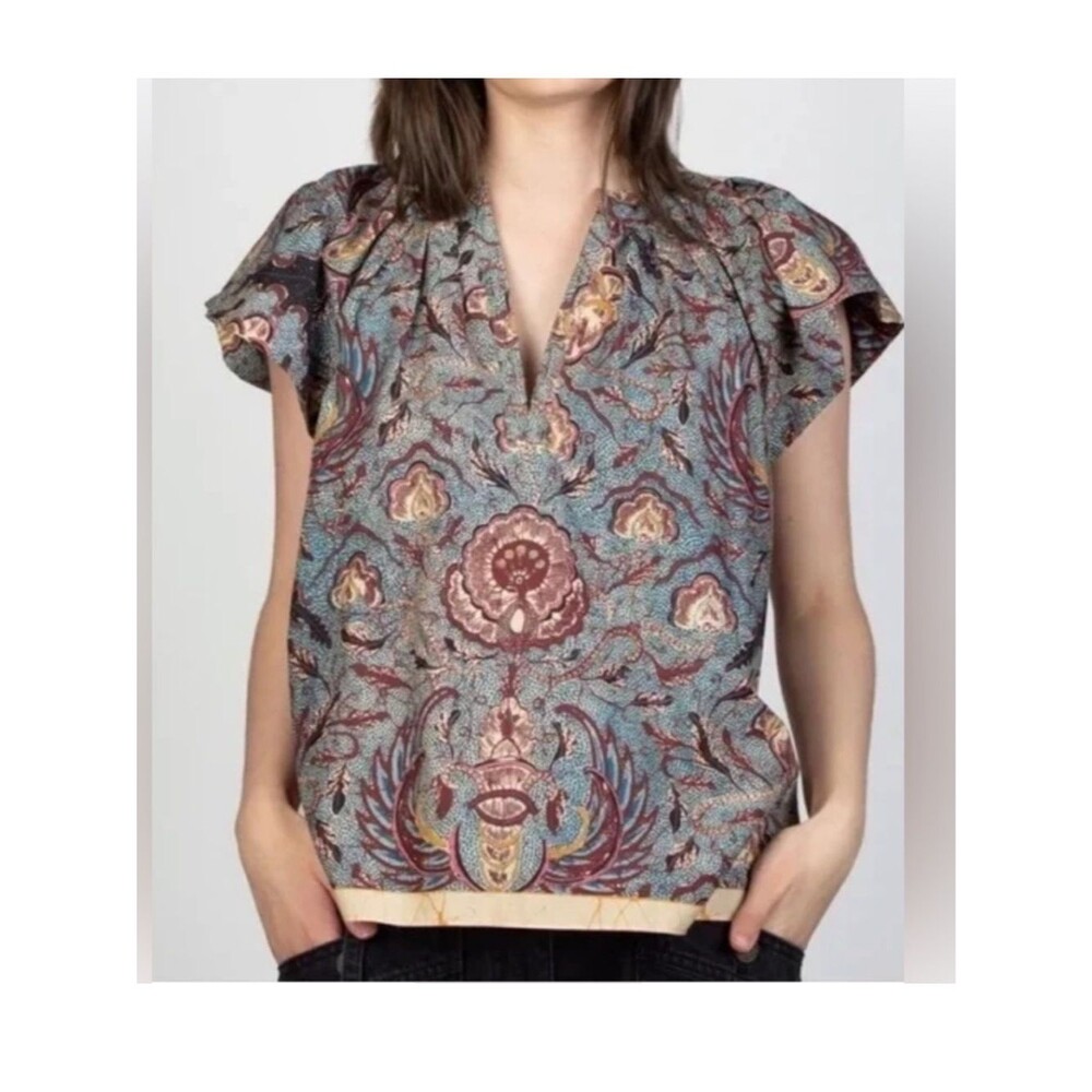 Ulla Johnson Inez Flutter Sleeve Blouse Top Sz 2